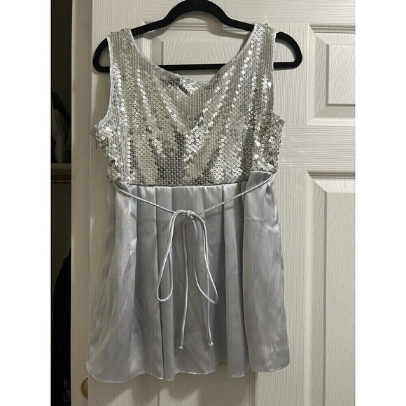 Onyx Nite Top Womens Sequence Silver  Size Large Evening Going‎ Out Concert - Picture 8 of 8